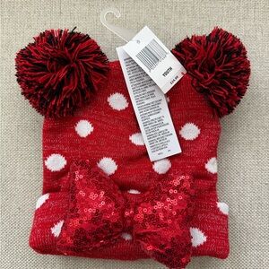 Red Polka Dot Kids Beanie with Pom Poms